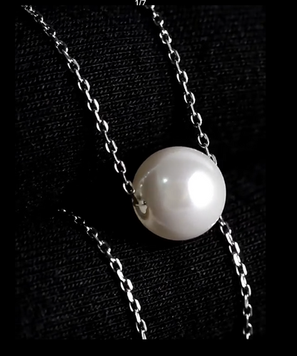 Elegant 925 Sterling Silver Pearl Inspired Pendant Necklace